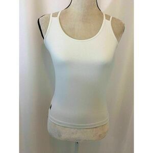 Fitness Fit Womens Solid White Athletic Tank Top